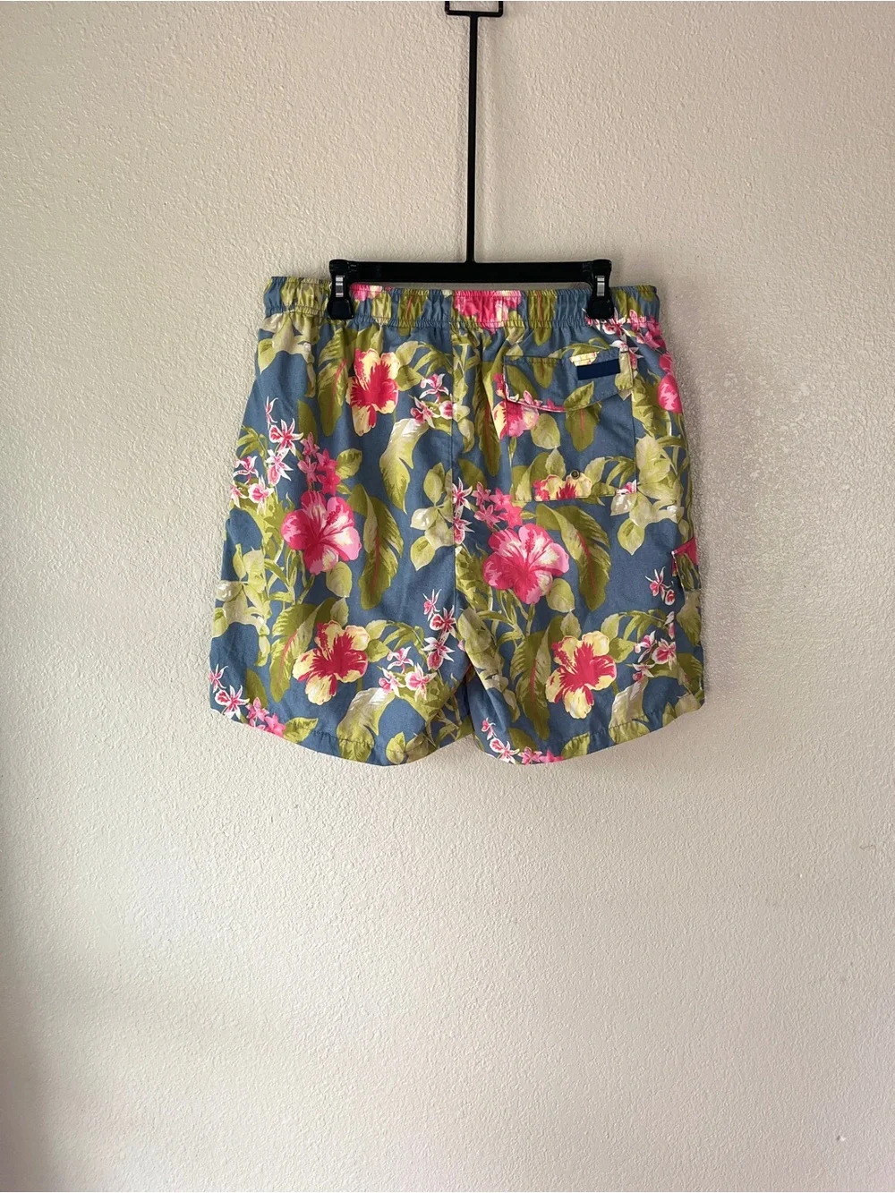 RAINFOREST Blue Floral Athletic Shorts with Pink Flowers